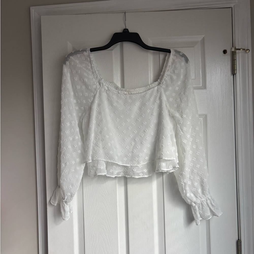 Altar'd State White Textured Blouse